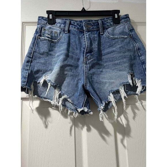 Gracia Women Distressed Denim Shorts Blue Size Large - Picture 3 of 12